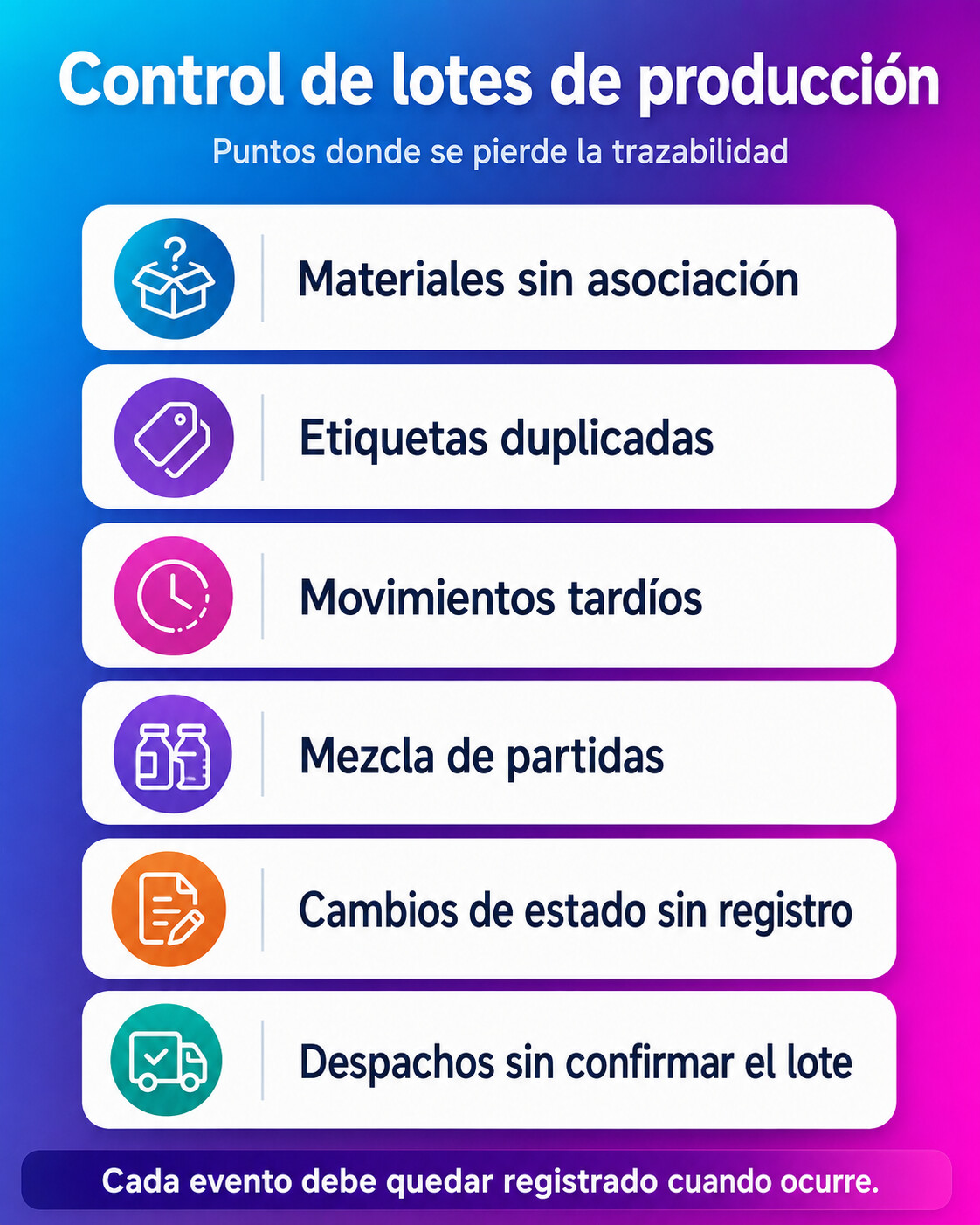 Infografía de datos para control de lotes de producción