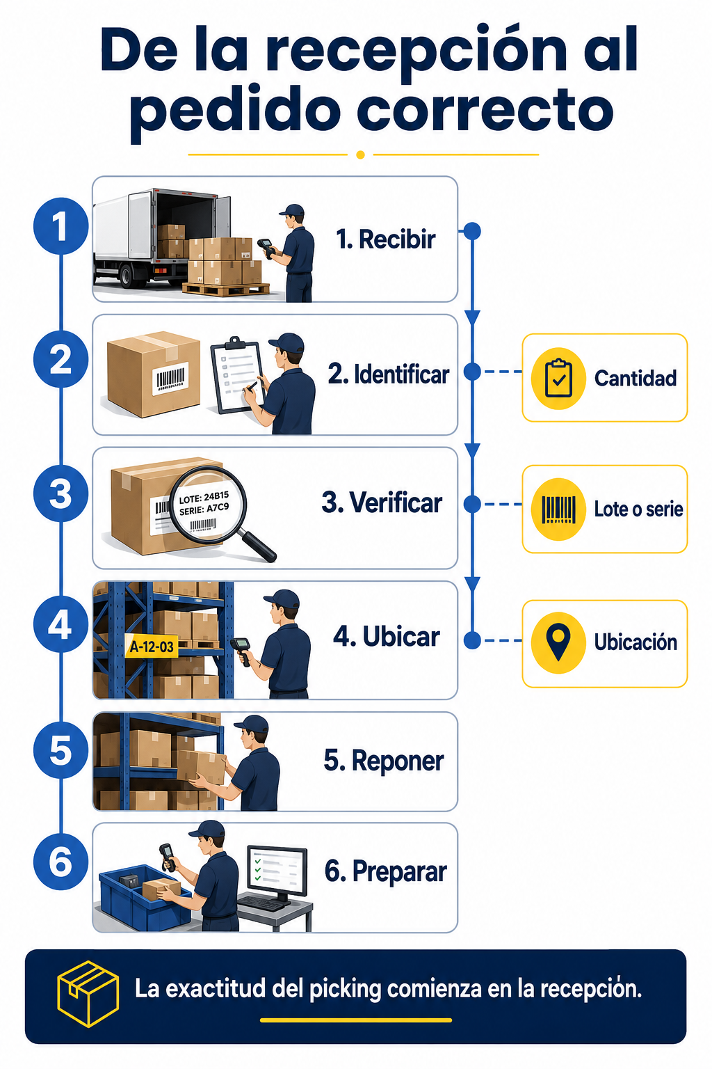 Infografía sobre recepción y preparación de pedidos